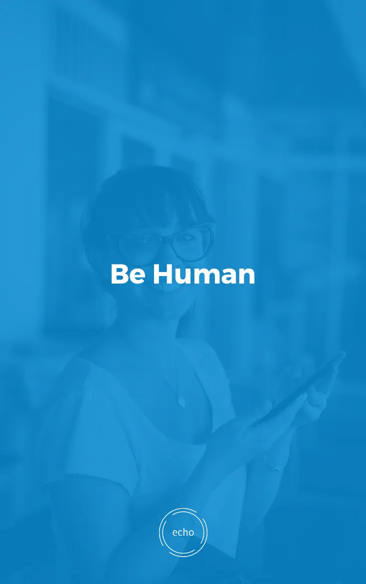 A full-page chapter opener: Be Human