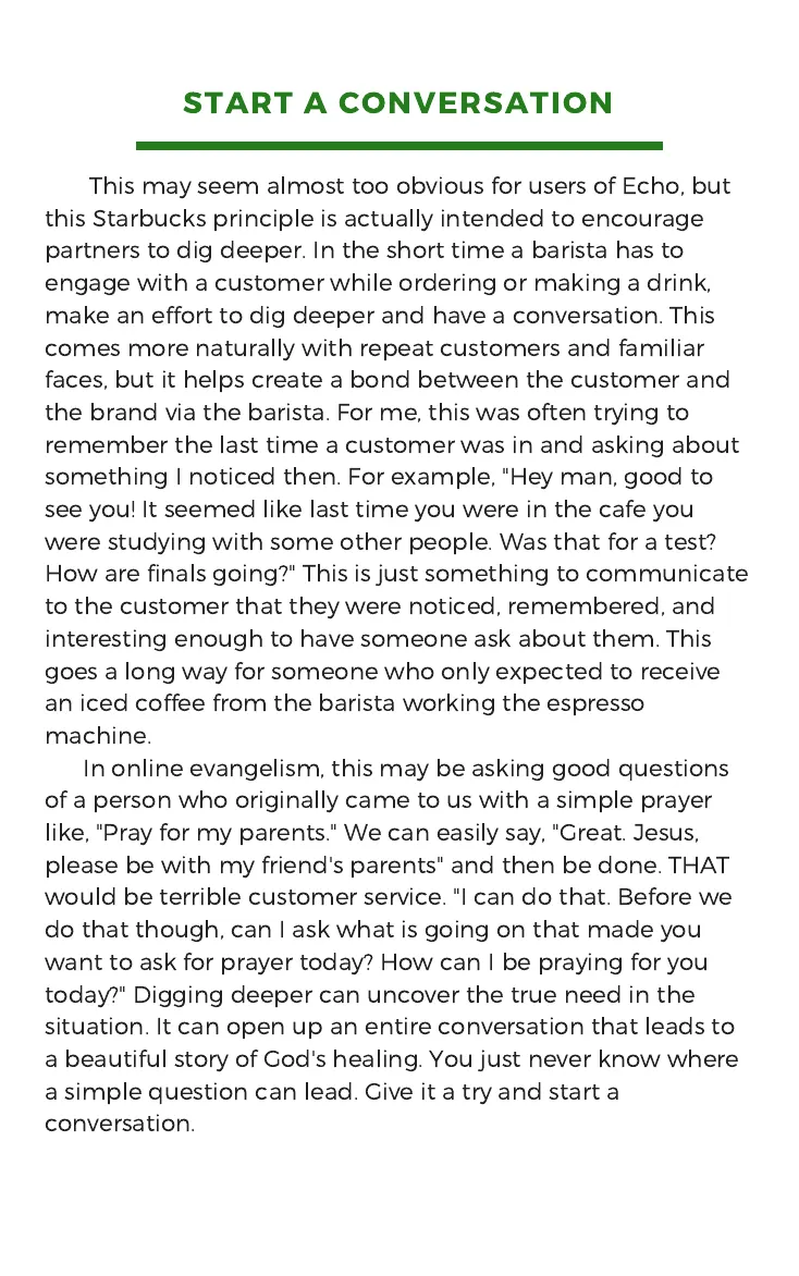 The chapter Start a conversation
