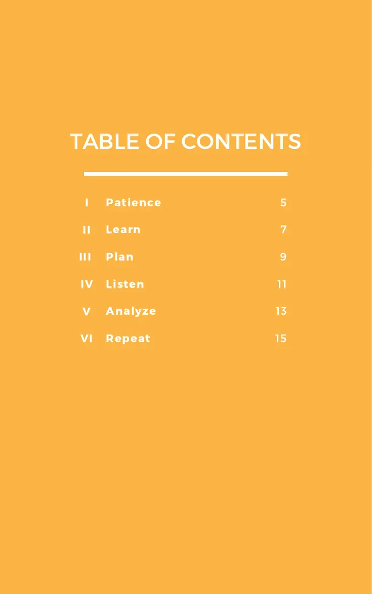 The contents: six strategies