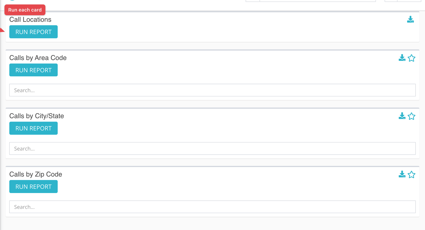 The four geolocation cards before they are run