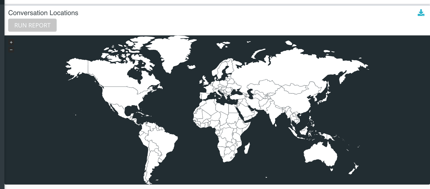 The Conversation Locations map after Run Report, with a dot for each located seeker.