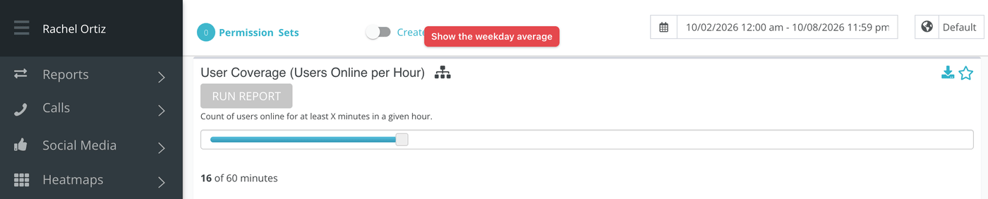 The report toolbar: pin, download, average, Run Report